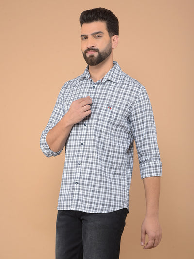 White Checked 100% Cotton Shirt-Men Shirts-Crimsoune Club