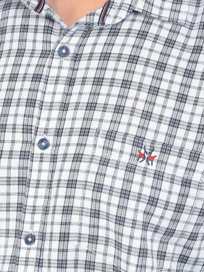 White Checked 100% Cotton Shirt-Men Shirts-Crimsoune Club