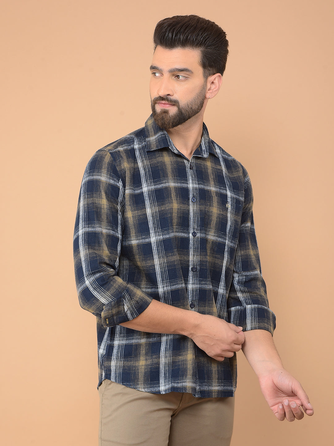 Grey Checked Shirt-Men Shirts-Crimsoune Club