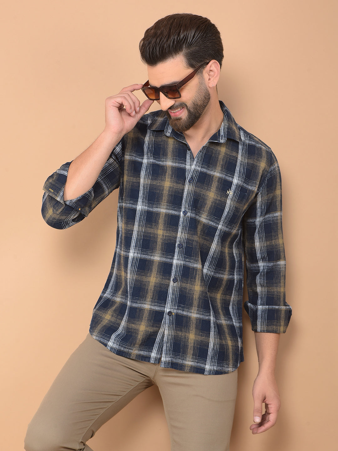 Grey Checked Shirt-Men Shirts-Crimsoune Club