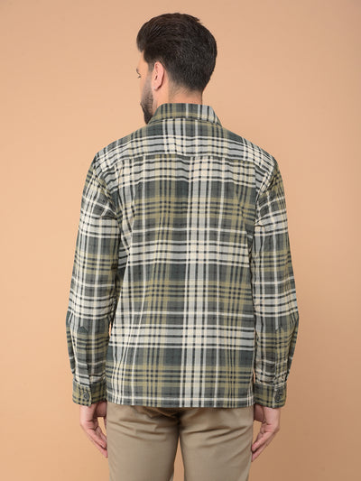 Dark Green Checked 100% Cotton Shirt-Men Shirts-Crimsoune Club