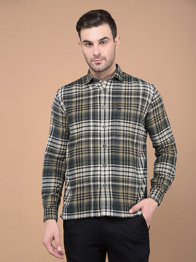 Dark Green Checked 100% Cotton Shirt