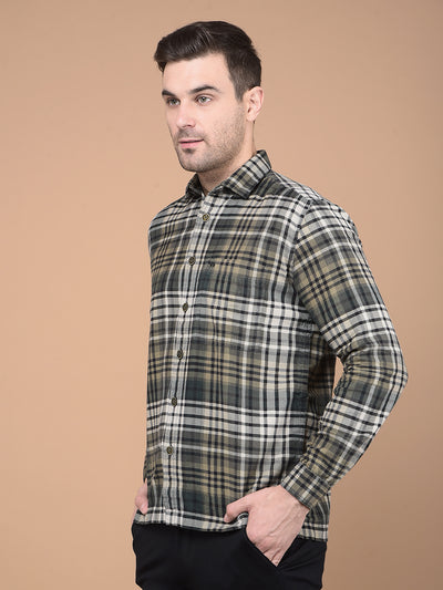 Dark Green Checked 100% Cotton Shirt