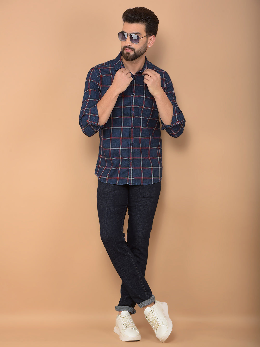 Red Checked Shirt-Men Shirts-Crimsoune Club