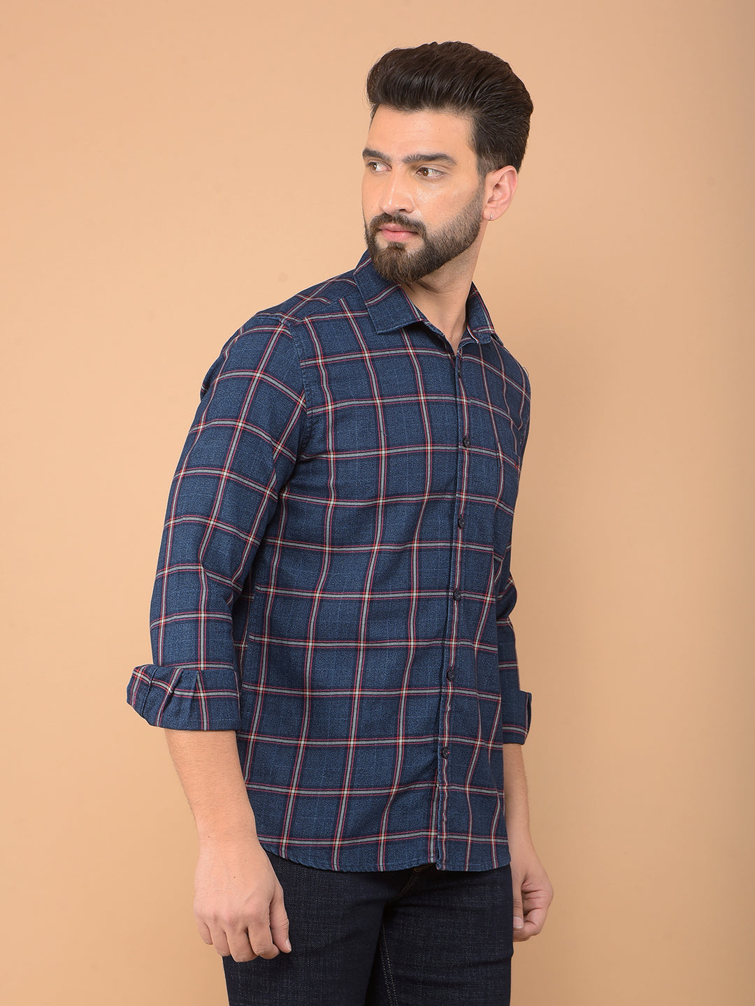 Red Checked Shirt-Men Shirts-Crimsoune Club