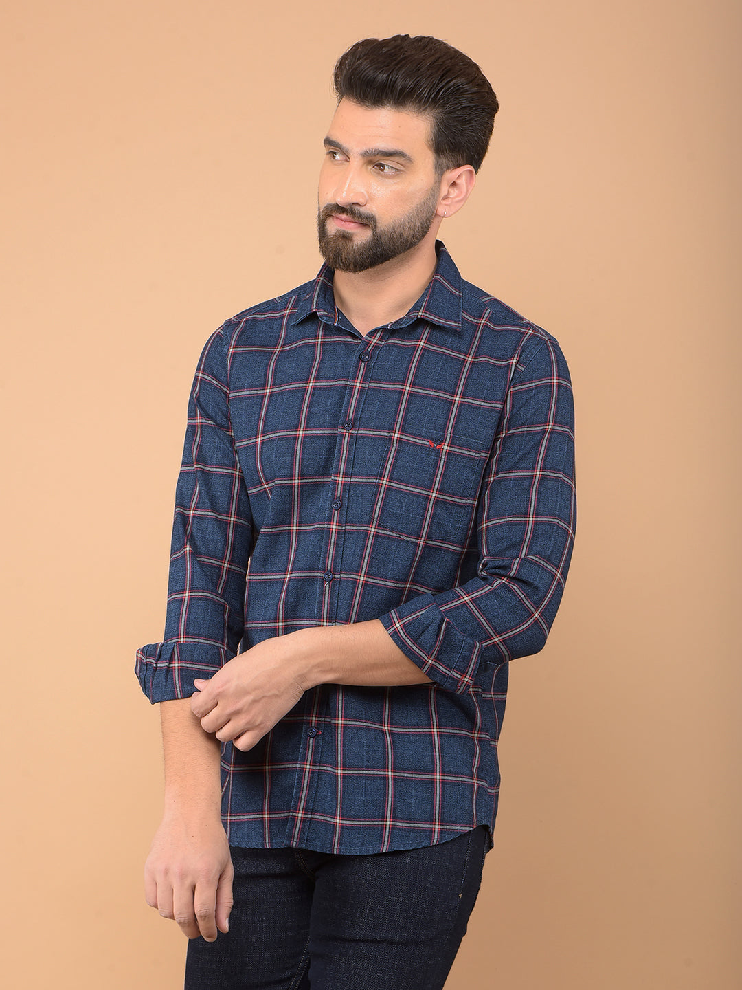 Red Checked Shirt-Men Shirts-Crimsoune Club