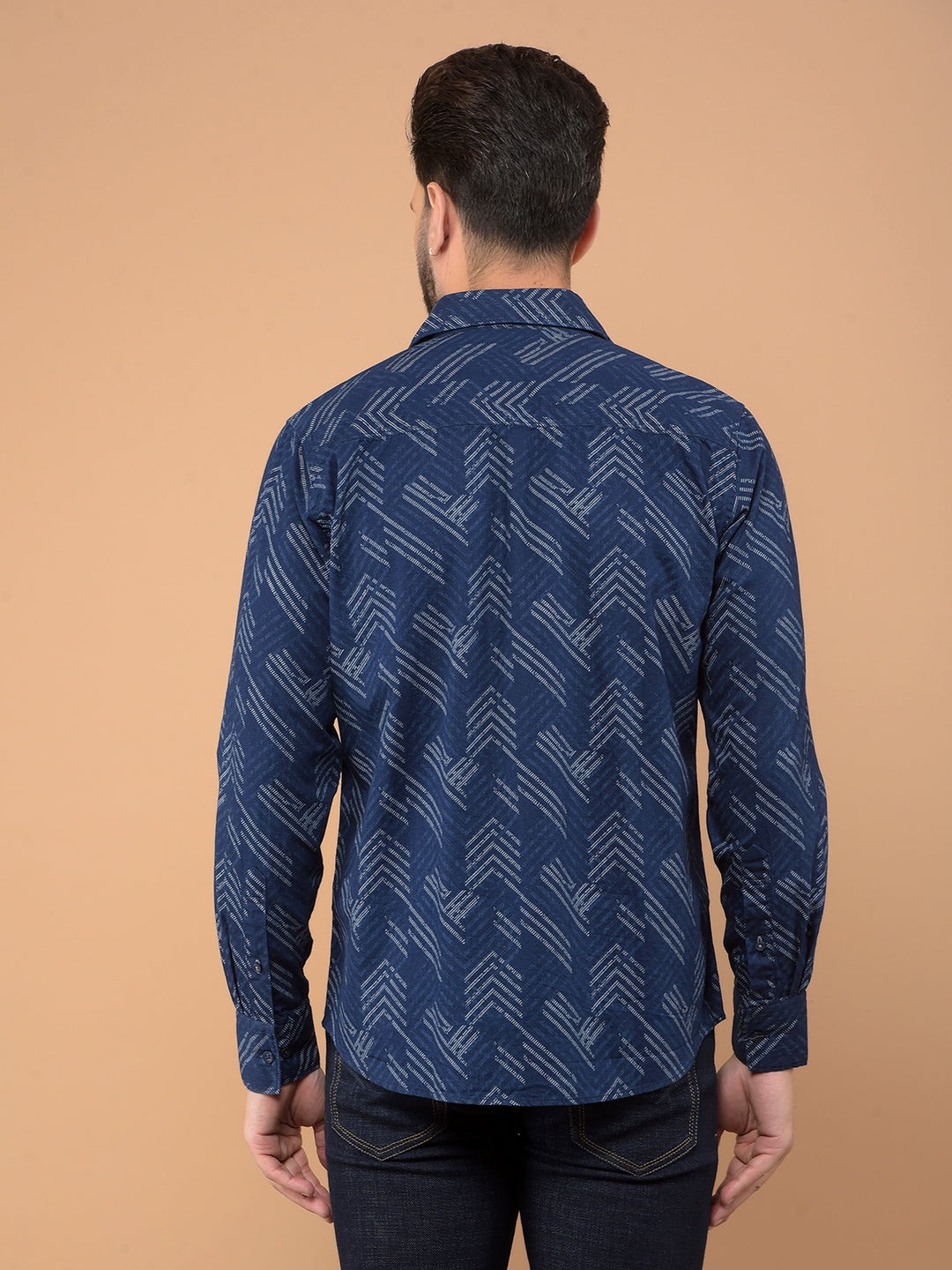 Blue Printed 100% Cotton Shirt-Men Shirts-Crimsoune Club