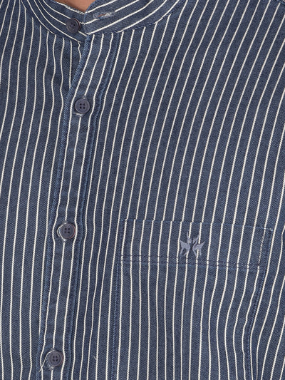 Blue Vertical Stripes Shirt-Men Shirts-Crimsoune Club