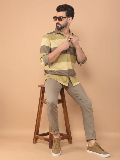 Brown Colorblocked 100% Cotton Shirt-Men Shirts-Crimsoune Club