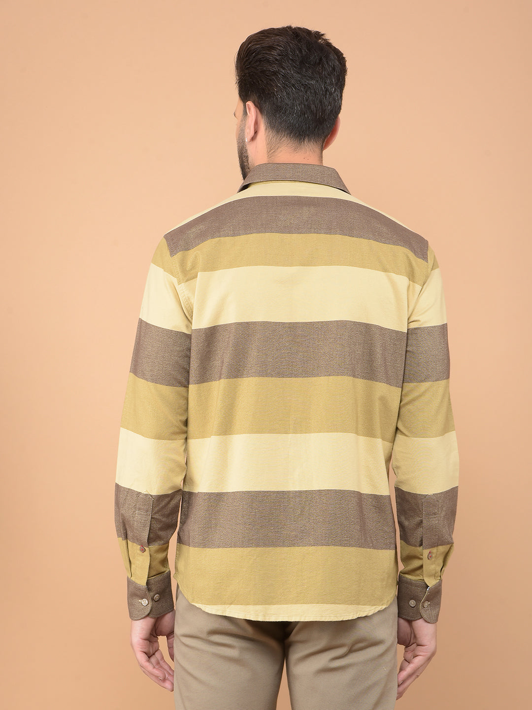 Brown Colorblocked 100% Cotton Shirt-Men Shirts-Crimsoune Club