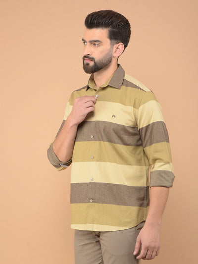 Brown Colorblocked 100% Cotton Shirt-Men Shirts-Crimsoune Club