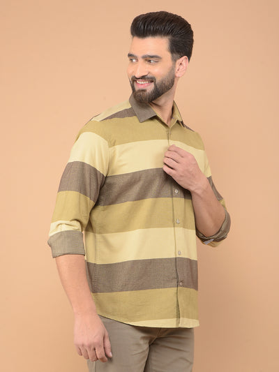 Brown Colorblocked 100% Cotton Shirt-Men Shirts-Crimsoune Club