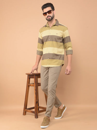 Brown Colorblocked 100% Cotton Shirt-Men Shirts-Crimsoune Club