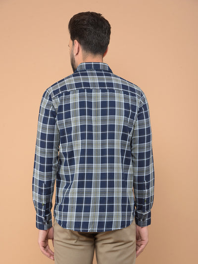 Grey Checked 100% Cotton Shirt-Men Shirts-Crimsoune Club