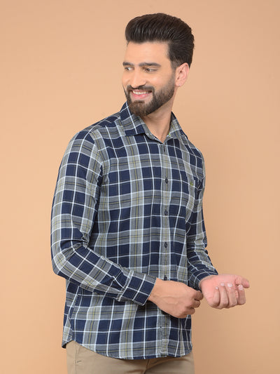 Grey Checked 100% Cotton Shirt-Men Shirts-Crimsoune Club