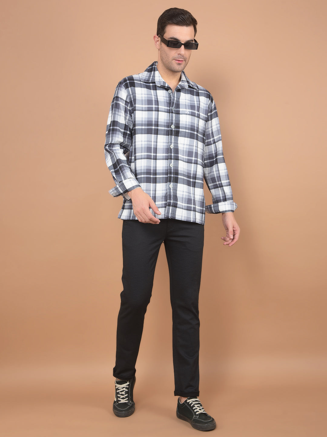 Grey Checked Shirt-Men Shirts-Crimsoune Club