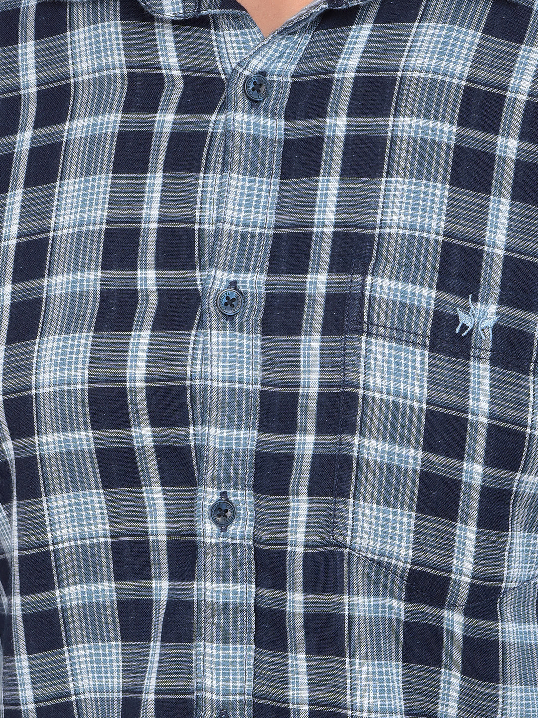 Blue Checked 100% Cotton Shirt-Men Shirts-Crimsoune Club