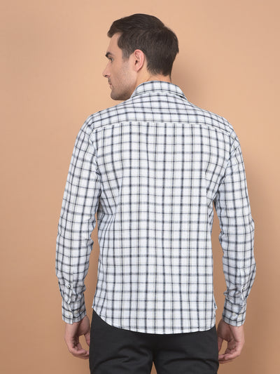 White Checked 100% Cotton Shirt-Men Shirts-Crimsoune Club