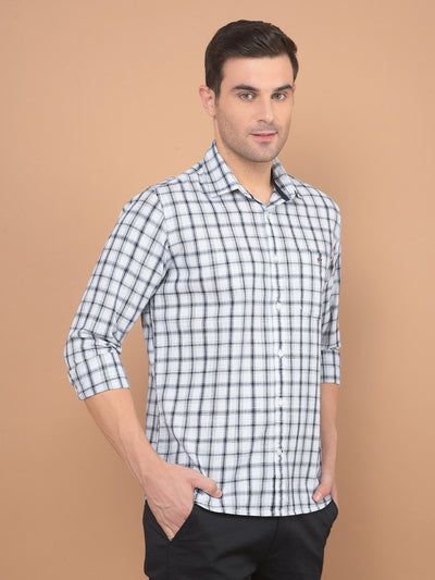 White Checked 100% Cotton Shirt-Men Shirts-Crimsoune Club