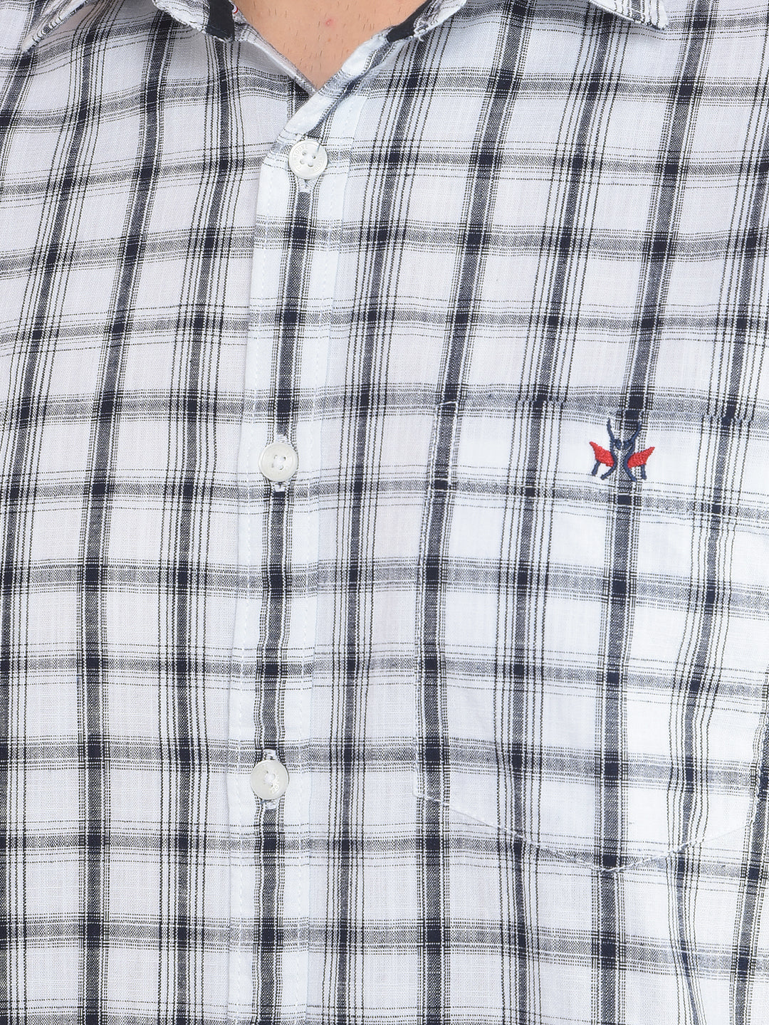 White Checked 100% Cotton Shirt-Men Shirts-Crimsoune Club