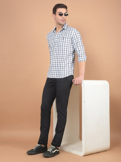 White Checked 100% Cotton Shirt-Men Shirts-Crimsoune Club