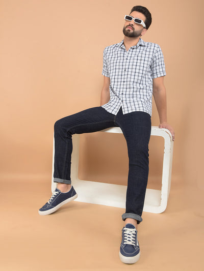 White Checked 100% Cotton Shirt-Men Shirts-Crimsoune Club