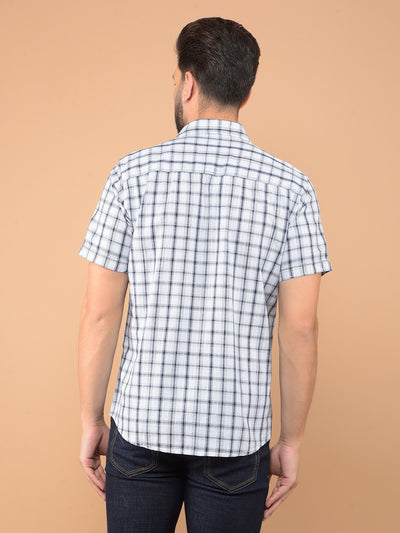 White Checked 100% Cotton Shirt-Men Shirts-Crimsoune Club