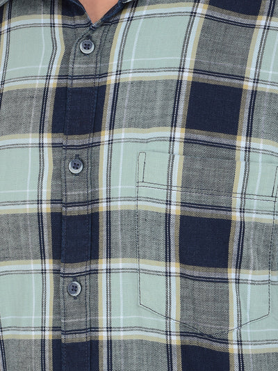 Green Checked 100% Cotton Shirt-Men Shirts-Crimsoune Club