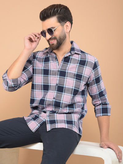 Purple Checked 100% Cotton Shirt-Men Shirts-Crimsoune Club