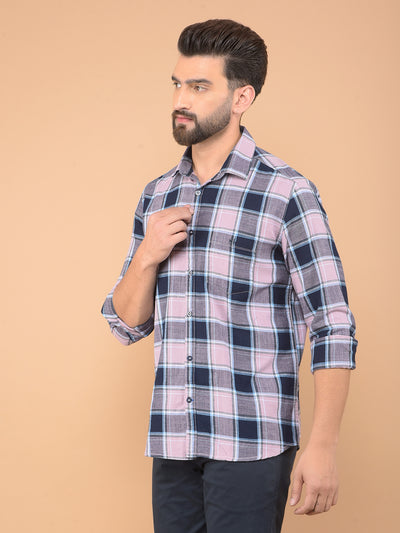 Purple Checked 100% Cotton Shirt-Men Shirts-Crimsoune Club