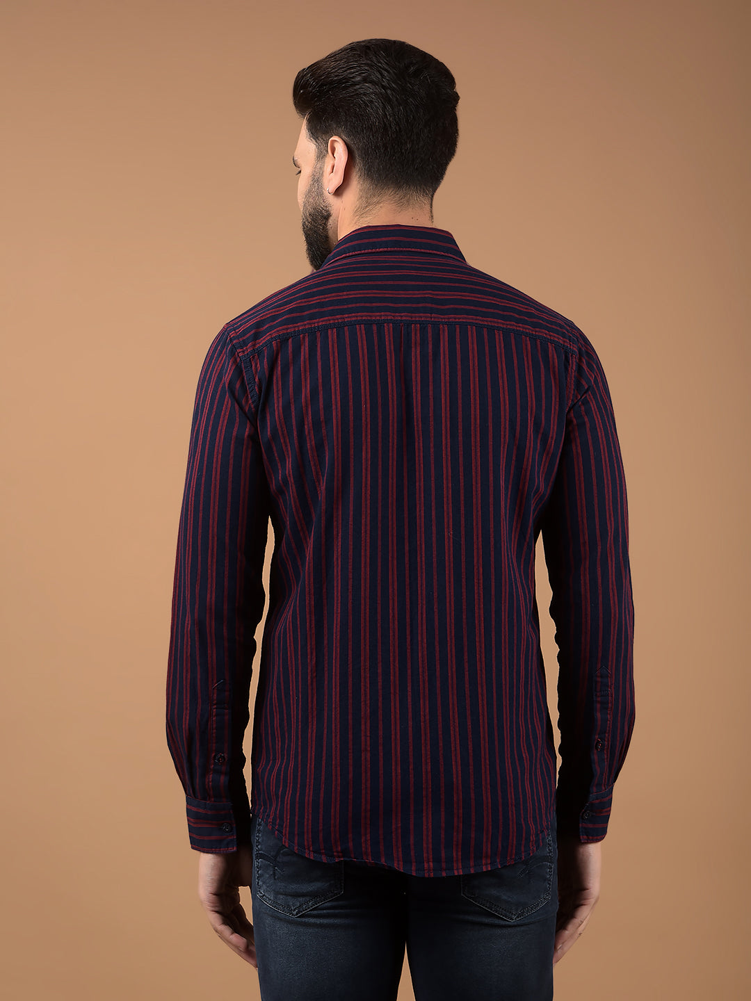 Red Vertical Stripes 100% Cotton Shirt-Men Shirts-Crimsoune Club