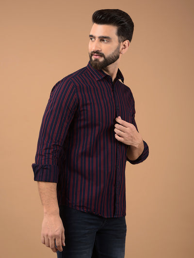 Red Vertical Stripes 100% Cotton Shirt-Men Shirts-Crimsoune Club