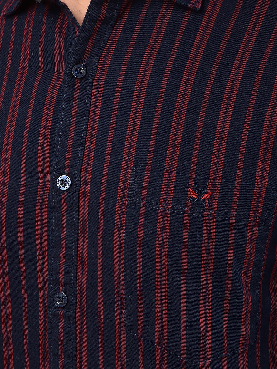 Red Vertical Stripes 100% Cotton Shirt-Men Shirts-Crimsoune Club