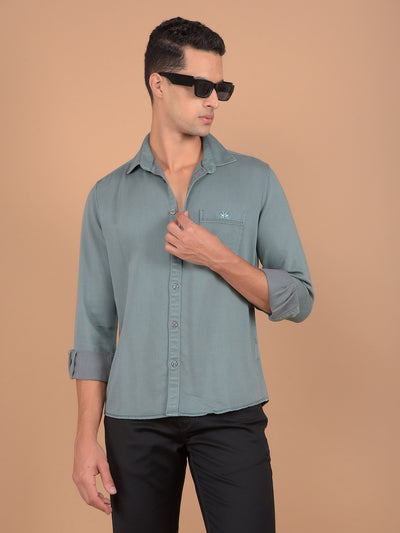 Green Knitted Shirt-Men Shirts-Crimsoune Club