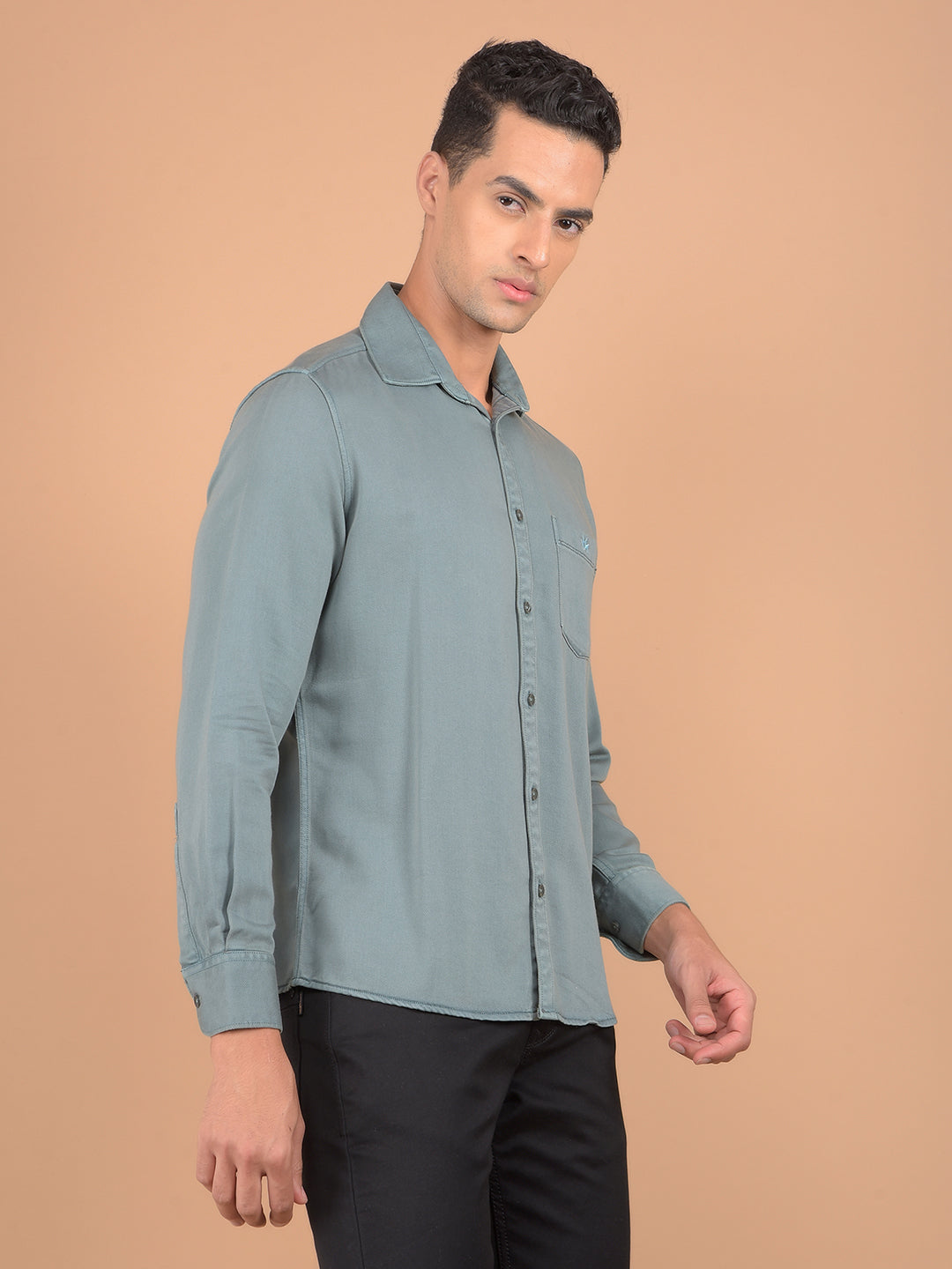 Green Knitted Shirt-Men Shirts-Crimsoune Club