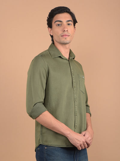 Olive Knitted Shirt-Men Shirts-Crimsoune Club