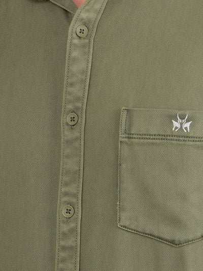 Olive Knitted Shirt-Men Shirts-Crimsoune Club