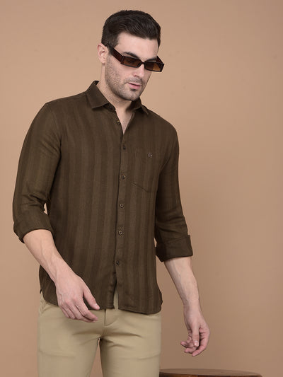 Brown Horizontal Striped Shirt