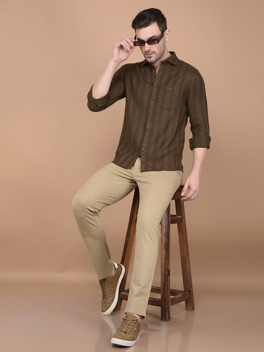 Brown Horizontal Striped Shirt