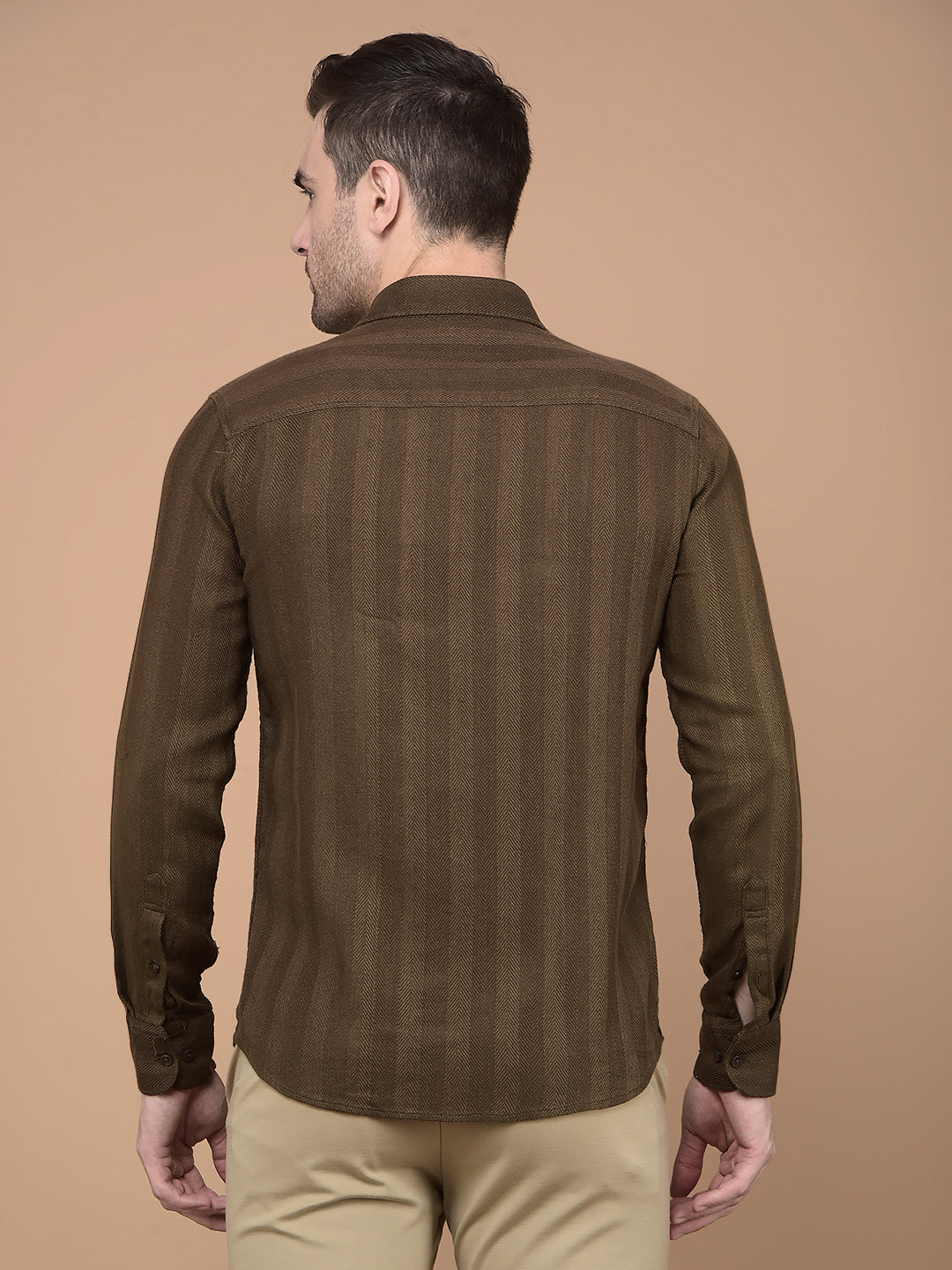 Brown Horizontal Striped Shirt