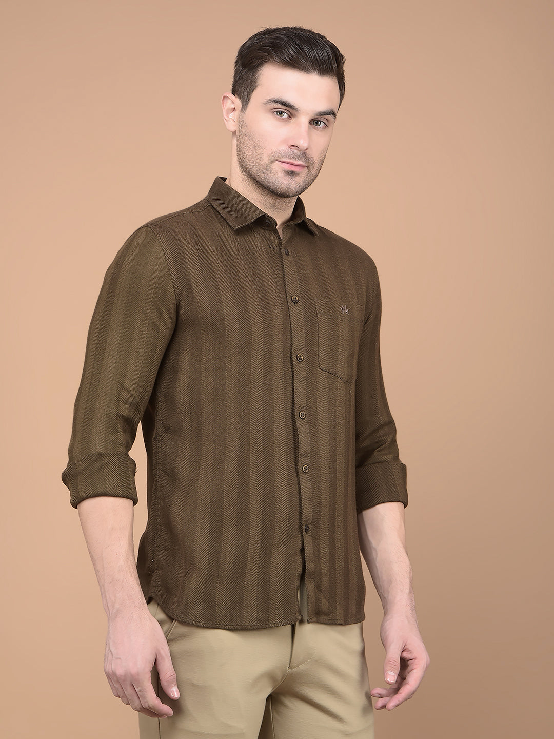 Brown Horizontal Striped Shirt