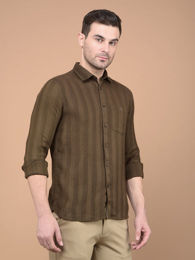 Brown Horizontal Striped Shirt