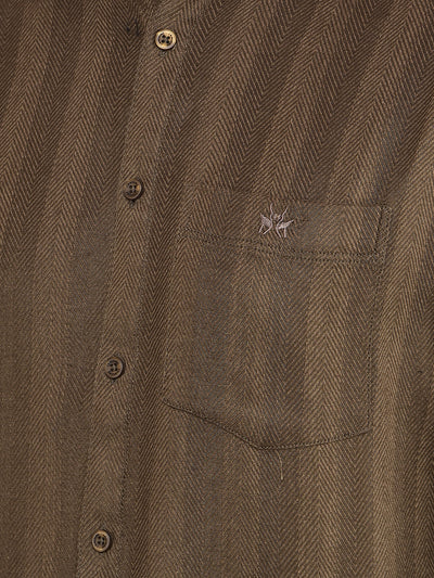 Brown Horizontal Striped Shirt