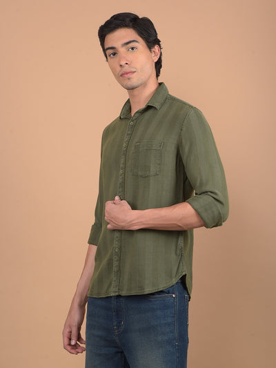 Olive Stripes Shirt-Men Shirts-Crimsoune Club