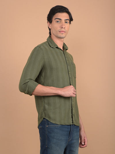 Olive Stripes Shirt-Men Shirts-Crimsoune Club