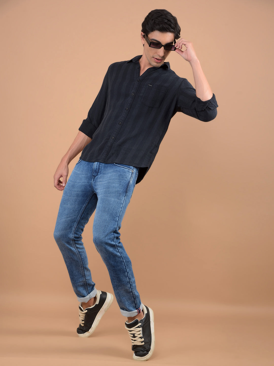 Navy Blue Stripes Shirt-Men Shirts-Crimsoune Club