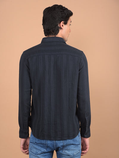 Navy Blue Stripes Shirt-Men Shirts-Crimsoune Club