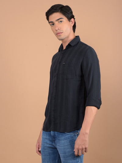 Navy Blue Stripes Shirt-Men Shirts-Crimsoune Club