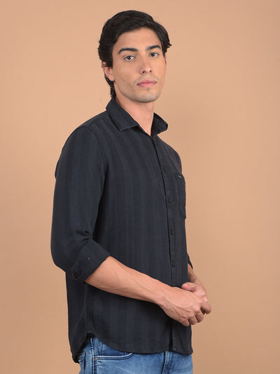 Navy Blue Stripes Shirt-Men Shirts-Crimsoune Club