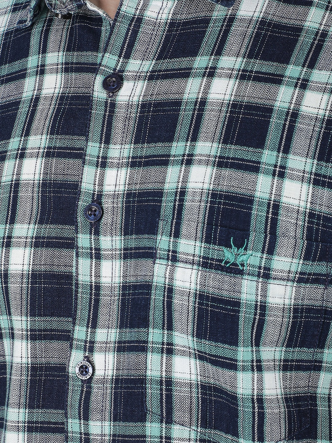 Blue Checkered 100% Cotton Shirt-Men Shirts-Crimsoune Club